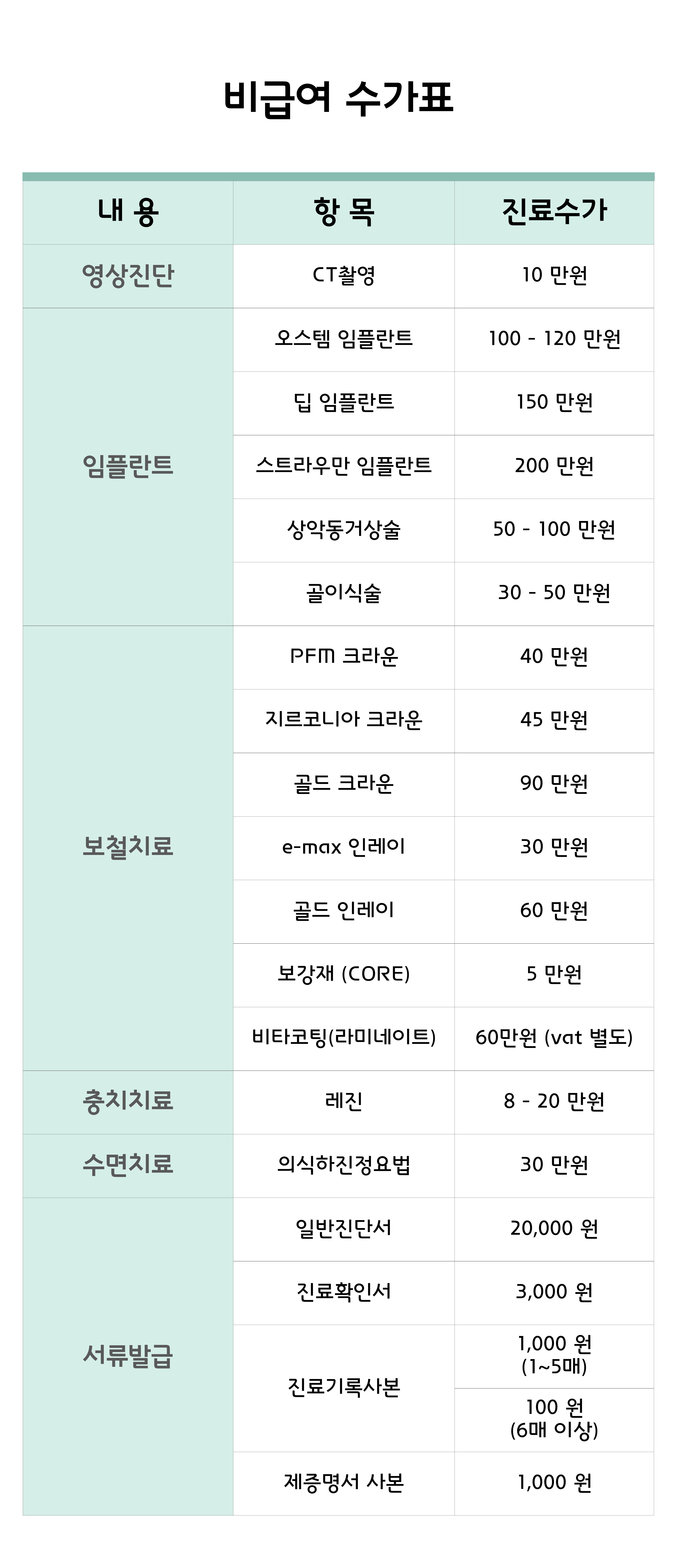 비급여 진료 항목